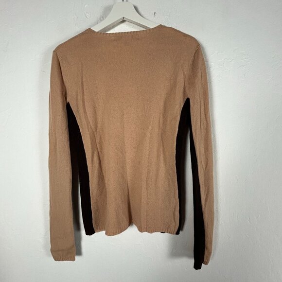 Collection Fifty Nine Womens Camel Black Colorblock 100% Cashmere Sweater Medium - Picture 2 of 7